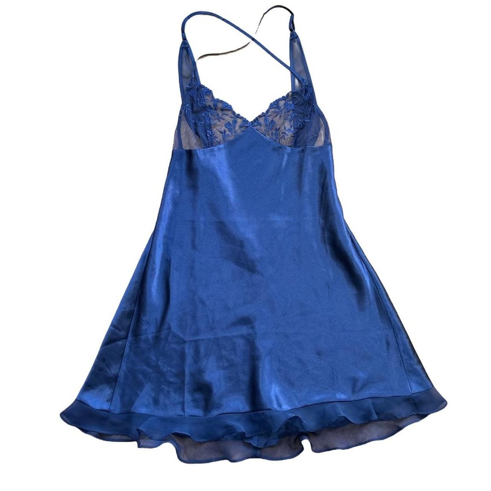 VTG Y2K Frederick's of Hollywood Stunning Navy Blue lace slip lingerie dress